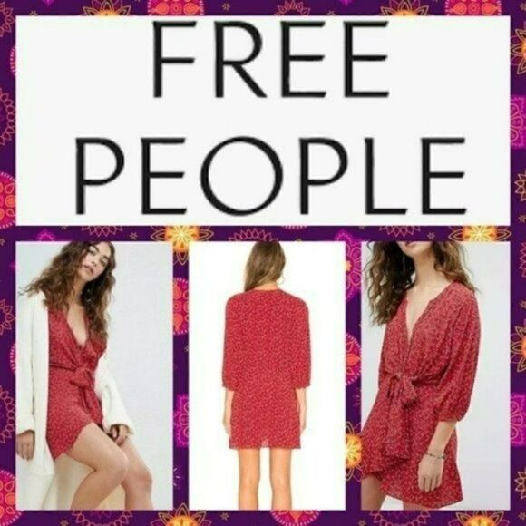NWT MSRP $118 Free People Clara Tie-Front Tunic Dress Women's Size Large - Picture 1 of 12